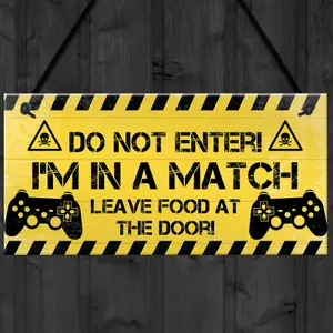 Red Ocean Gamer Warning Plaque For Boys Bedroom or Man Cave Gaming Accessories Novelty Gamer Gift Sign For Son Brother