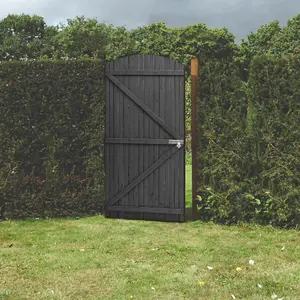 Grey Semi Braced Arch Top Strong Wooden Garden Gate with Latch  H 210cm x W 105cm