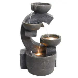 Outdoor Rockery garden fountain water feature Electric with Light 47cm H