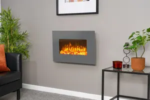 Sureflame WM-9541 Electric Wall Mounted Fire with Remote in Grey, 26 Inch