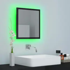 Berkfield LED Bathroom Mirror High Gloss Black 40x8.5x37 cm Engineered Wood