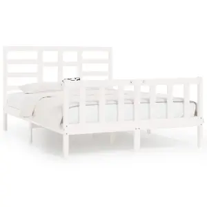 Berkfield Bed Frame White Solid Wood Pine 140x200 cm