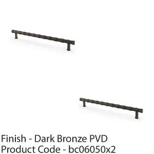 2 PACK - Bamboo T Bar Pull Handle - Dark Bronze 224mm Centres SOLID BRASS Drawer Door