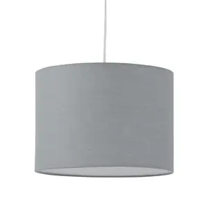 First Choice Lighting Set of 2 Grey Textured Cotton 33cm Pendant Lightshades