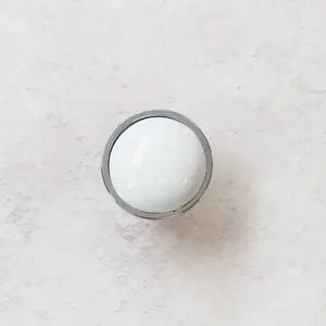 34mm Polished Chrome & Gloss White Cabinet Knob Kitchen Cupboard Door Drawer Pull Bathroom Bedroom Furniture Replacement Upcycle