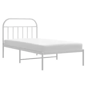 Berkfield Metal Bed Frame with Headboard White 107x203 cm