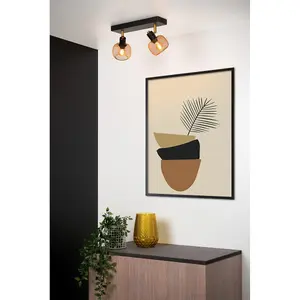 Lucide Maren Retro Twin Ceiling Spotlight - 2xE14 - Matt Gold, Brass