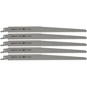 Reciprocating Saw Blade Clean Wood 230mm HCS 6tpi Pack of 5 by Ufixt