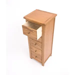 Trivento 5 Drawer Narrow Chest of Drawers Brass Knob