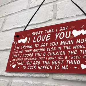 Red Ocean Love You Plaque Hanging Plaque Anniversary Valentines Day Gift For Husband Wife Keepsake Sign