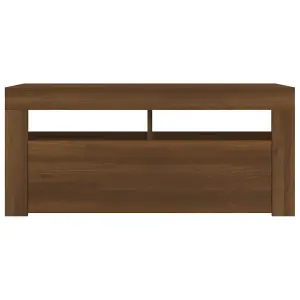 vidaXL TV Cabinet with LED Lights Brown Oak 90x35x40 cm