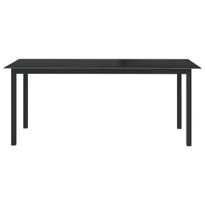 Berkfield Garden Table Black 190x90x74 cm Aluminium and Glass