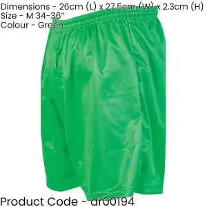 M - GREEN Adult Sports Micro Stripe Training Shorts Bottoms - Unisex Football