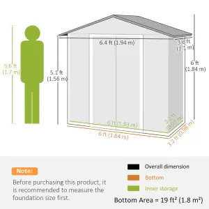 Outsunny 6.5x3.5ft Metal Garden Shed for Garden and Outdoor Storage, Dark Grey