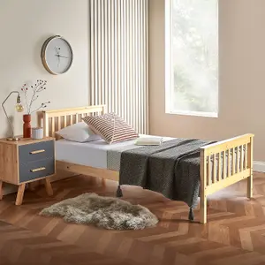 Single Bed 3ft Pine Wooden Bed with Pocket Sprung Mattress