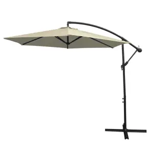 Cream 3m Cantilever Garden Parasol Hanging Umbrella