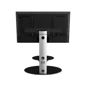 AVF Lugano 80cm Oval Pedestal TV Stand - Silver and Black Glass