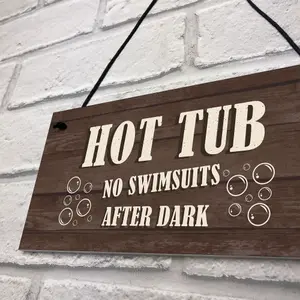 Red Ocean Novelty Hot Tub Sign Funny Hot Tub Accessories Garden Signs And Plaques