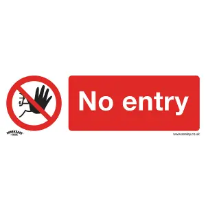 10-Pack NO ENTRY Health & Safety Signs - Durable Rigid Plastic Warning Plates 300x100mm