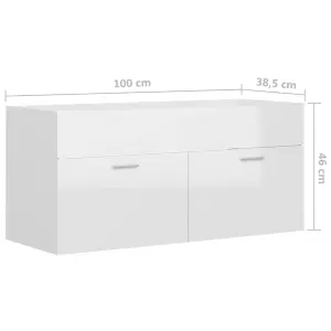 Berkfield Sink Cabinet High Gloss White 100x38.5x46 cm Engineered Wood