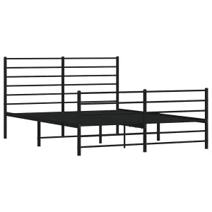 Berkfield Metal Bed Frame with Headboard and Footboard Black 120x190 cm 4FT Small Double