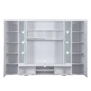 Roma Entertainment Unit White With High Gloss Fronts And LED