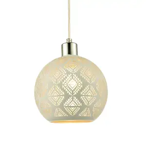 Modern Round Matte White Pendant Lighting Shade with Laser Cut Diamond Shapes