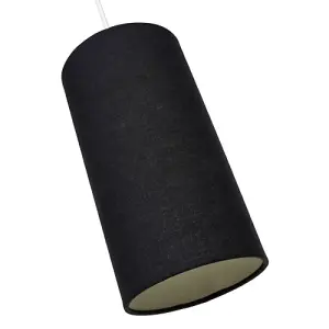 Contemporary and Stylish Jet Black Linen Fabric Tall Cylindrical 25cm Lamp Shade