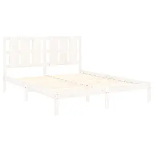 Berkfield Bed Frame White Solid Wood Pine 160x200 cm