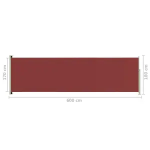 Berkfield Patio Retractable Side Awning 180x600 cm Red