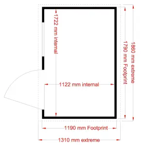 Shire 6x4 ft Pent Wooden Shed with floor & 1 window