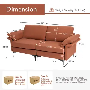 Costway Modern 2-Seat Sofa Couch Compact Sofa Furniture w/ Armrest Pillows