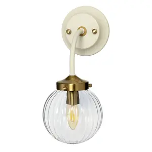 Wall Light Sconce Cream Painted + Aged Brass Finish Plated LED E14 60W Bulb