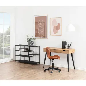 Casson Metal Base Writing Desk Oak/Black