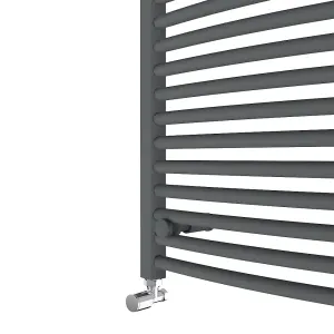 Rinse Curved Bathroom Heated Towel Rail Warmer Radiator Central Heating Anthracite - 1200x600mm