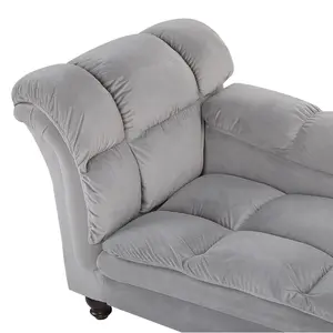 Left Hand Velvet Chaise Lounge Grey LORMONT