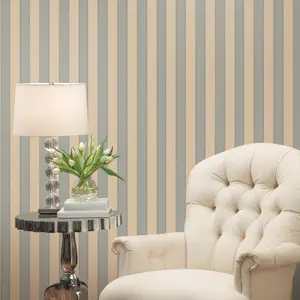 Galerie Ornamenta 2 Blue Classic Stripe Embossed Wallpaper