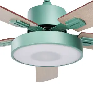 Ceiling Fan with Light Green and Light Wood HOBBLE