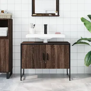 17 Stories Bathroom Sink Cabinet Sonoma Oak 80X33x60 Cm Engineered Wood Brown Oak