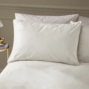 Catherine Lansfield Kingsley Soft Matt Velvet Double Duvet Cover Set with Pillowcases Cream