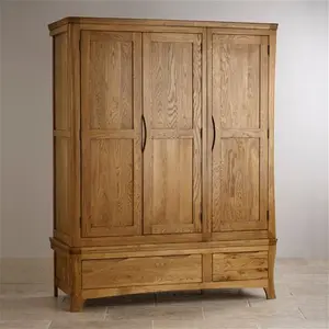 Rustic Solid Oak Wardrobe, Triple Wardrobe, Orrick Range, Oak Furnitureland