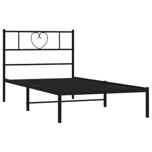 Berkfield Metal Bed Frame with Headboard Black 90x200 cm