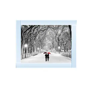 Walk through the snowy park Glitter Liquid Wall Art