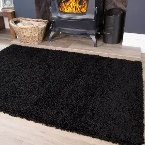 Soft Value Black Shaggy Area Rug 180x270cm