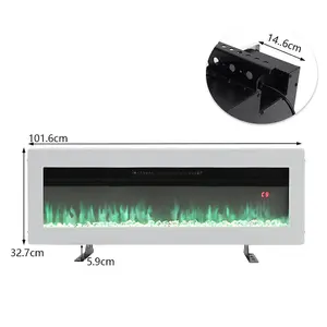 White LED Electric Fire Wall Mounted or Inset Fireplace 9 Flame Colors with Freestanding Leg 40 Inch