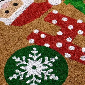 MantraRaj Festive Christmas Latex Backed Coir Doormat 40x58cm Christmas Decorative Santa Carpet Door Mat