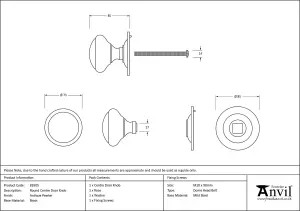 From The Anvil Antique Pewter Round Centre Door Knob