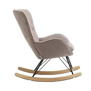 Upholstered Rocking Chair with Removable Padded Seat Comfy Accent Chair Light Grey