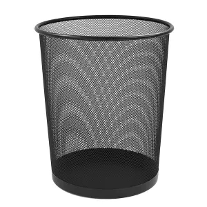 MantraRaj Round Mesh Bins Trash Can Bin Black Nonslip Waste Paper Bin 10 liters Pack Of 1 Metal Bin Indoor Waste Bin