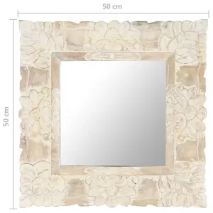 Berkfield Mirror White 50x50 cm Solid Mango Wood